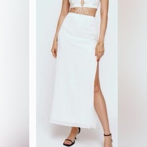 REFORMATION WOMENS MINIMALIST WHITE COTTON SAILS MAXI SKIRT WITH SLIT SIZE  10